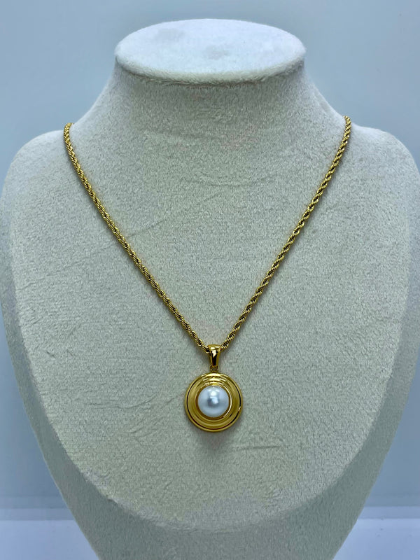 Gold white stone Necklace