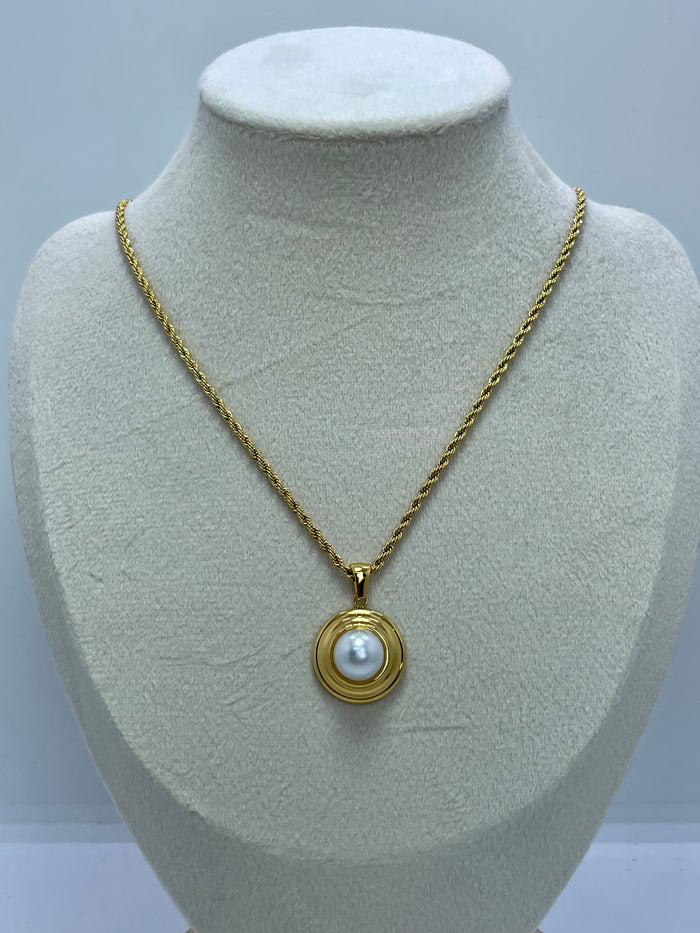 Gold white stone Necklace