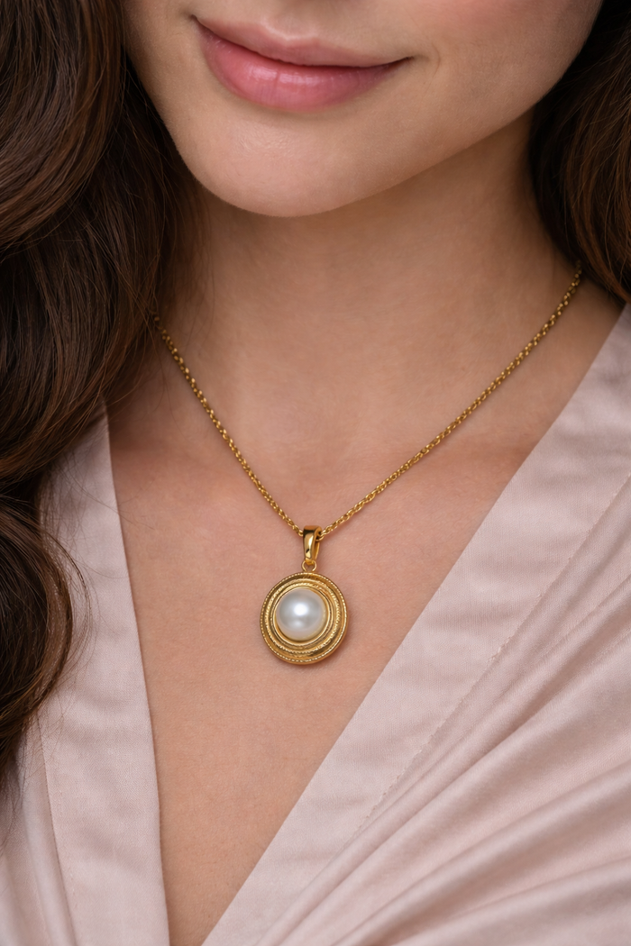 Gold white stone Necklace