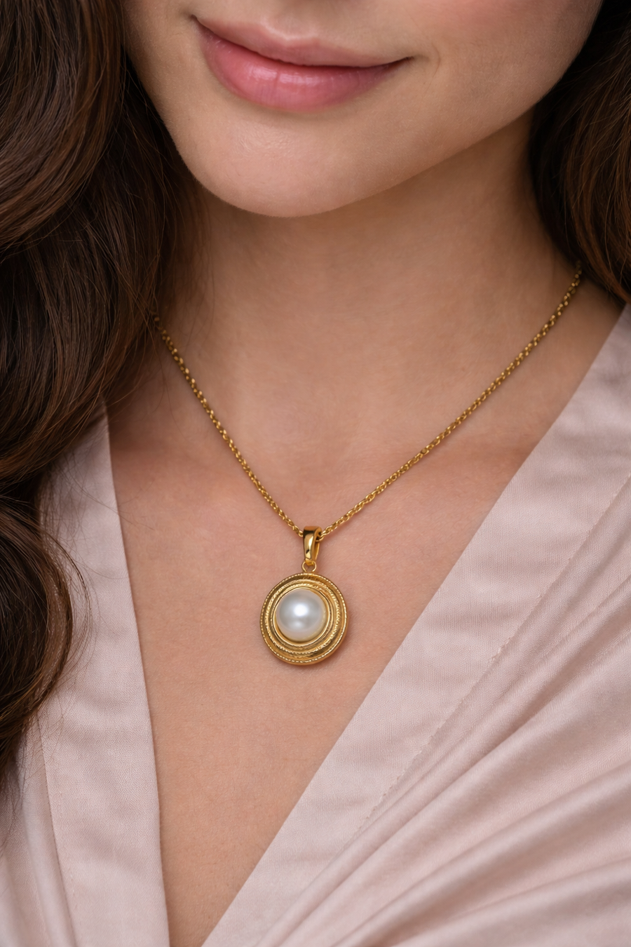 Gold white stone Necklace