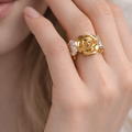 Golden silver flower  Ring