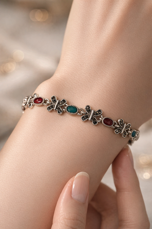 Silver in stones bracelet