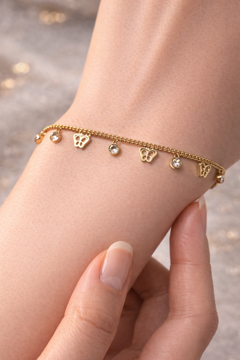 Butterfly with diamond bracelet