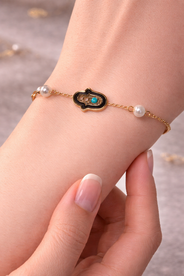 Hand blue stone bracelet