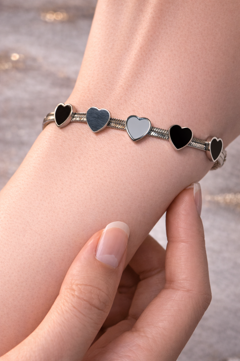 Hearts in silver