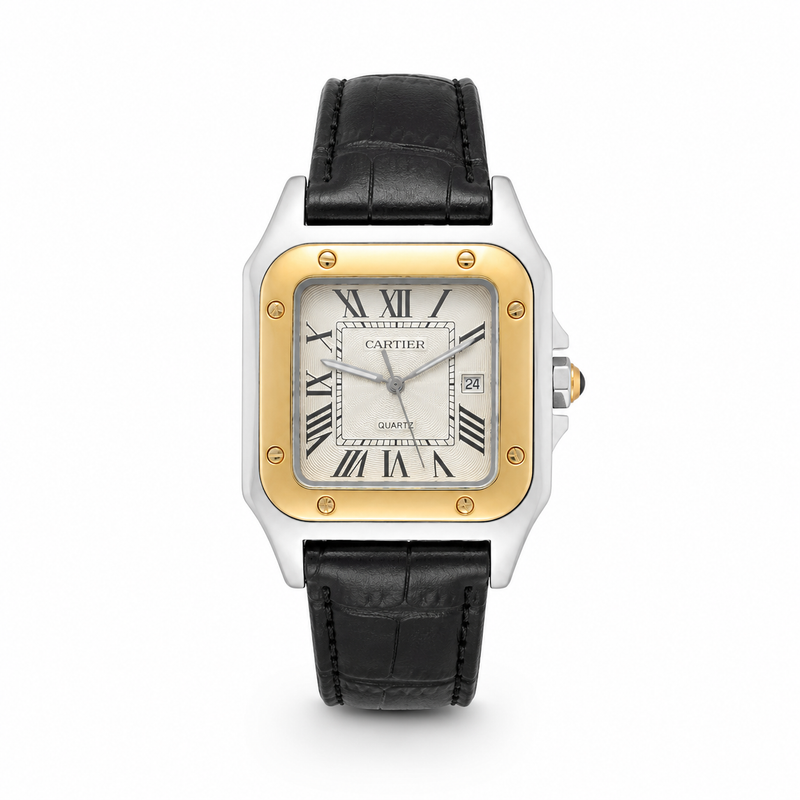 ساعة Cartier بإطار ذهبي