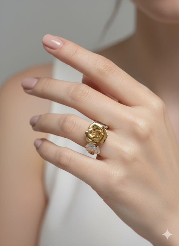 Golden silver flower  Ring