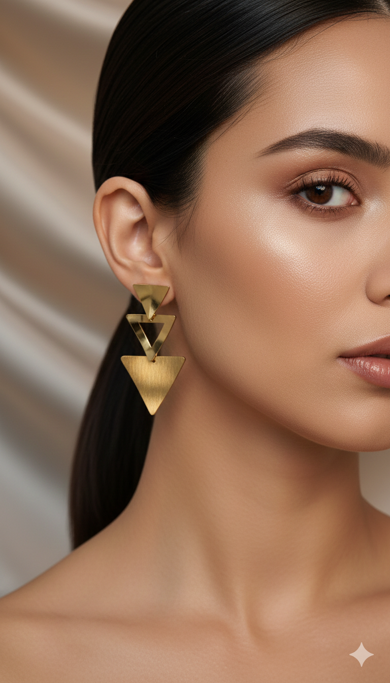 Triangle gold earrings