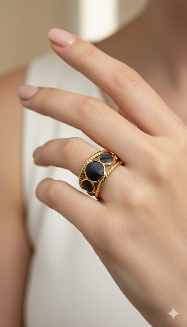 BlackThree dots rings