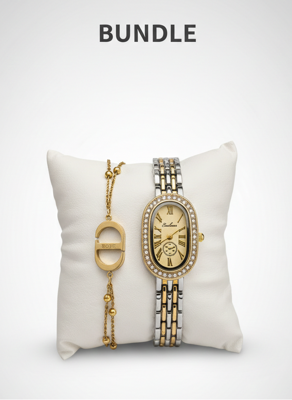 Oval in gold with CD bracelet