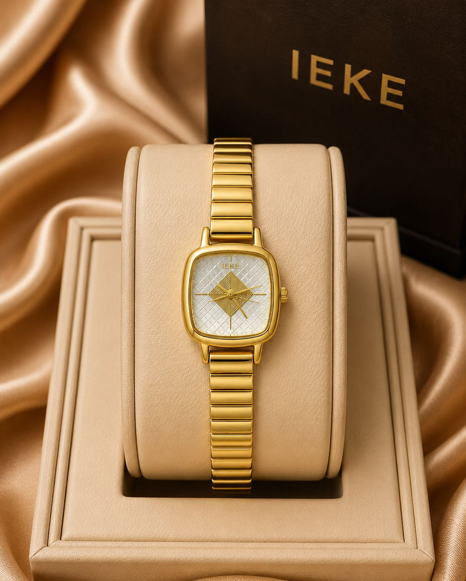 ساعة IEKE بالذهبي والأبيض