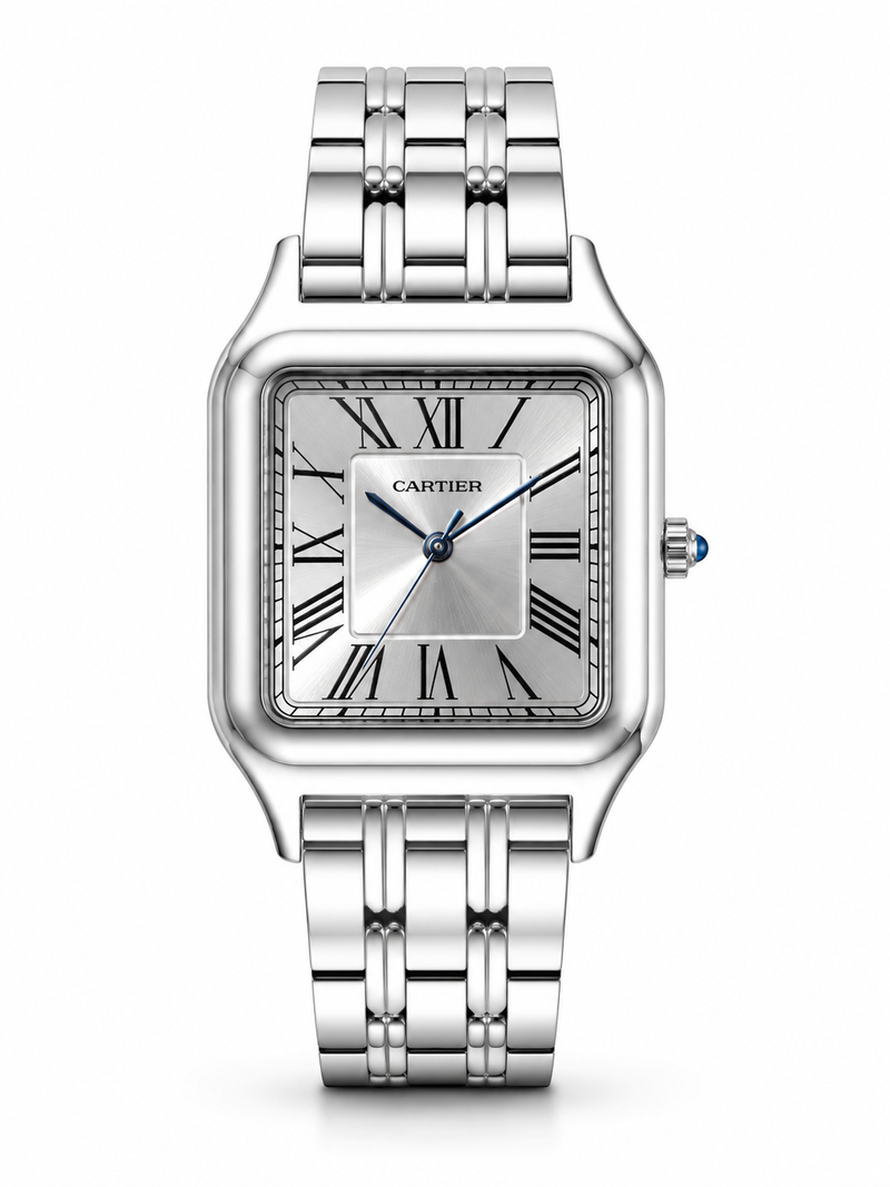 ساعة Cartier مربعة باللون الفضي
