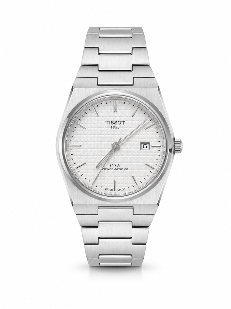 ساعة Tissot دائرية باللون الفضي