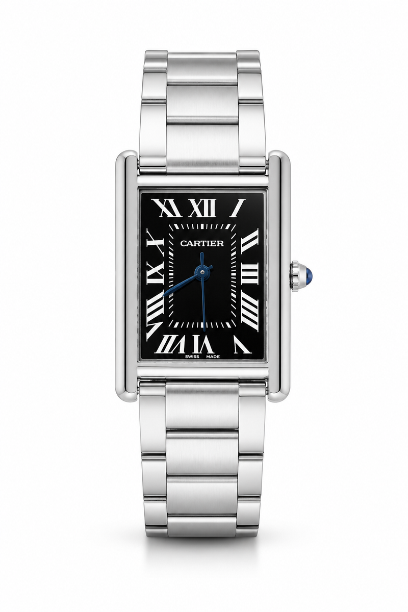 ساعة Cartier Tank باللون الفضي