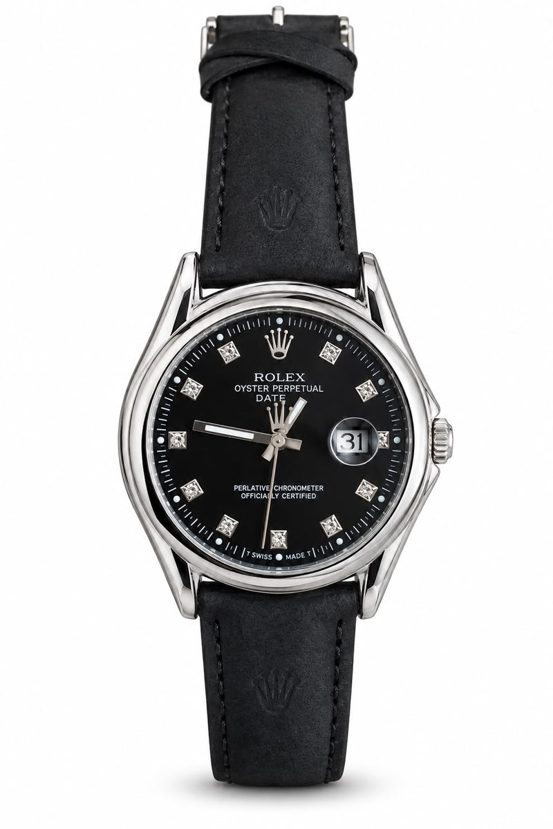 Men's Black Dial Date Watch – Silver-Tone Case & Black Strap