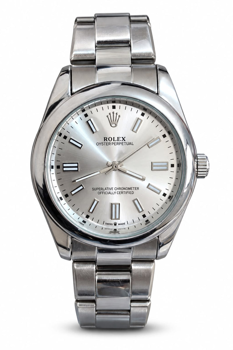 Men's Silver-Tone Classic Analog Watch – Sunburst Silver Dial