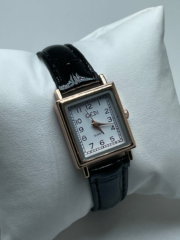 Gedi leather watch black